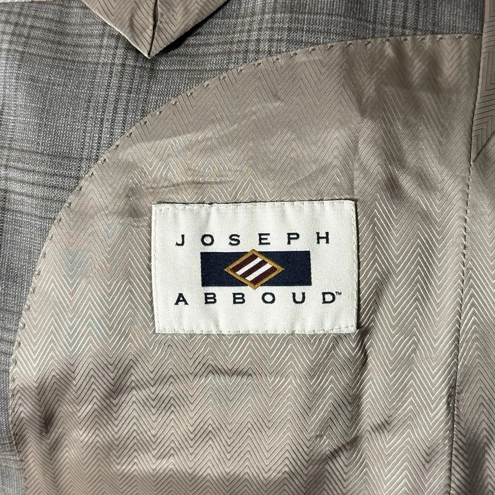 Joseph Abboud 42S Gray Brown Glen Plaid Wool Blazer Lanificio TG‎ di Fabio Italy